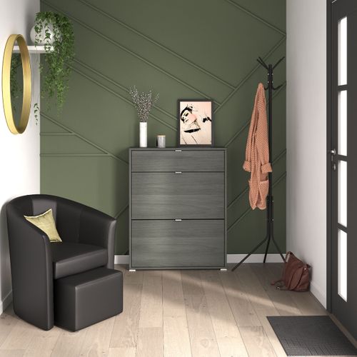 Fauteuil cabriolet et pouf CLAYTON PU noir