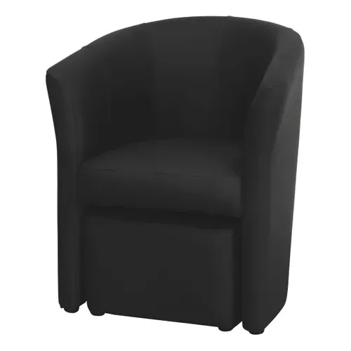 Fauteuil cabriolet et pouf CLAYTON PU noir