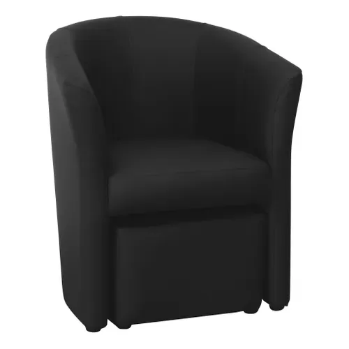 Fauteuil cabriolet et pouf CLAYTON PU noir