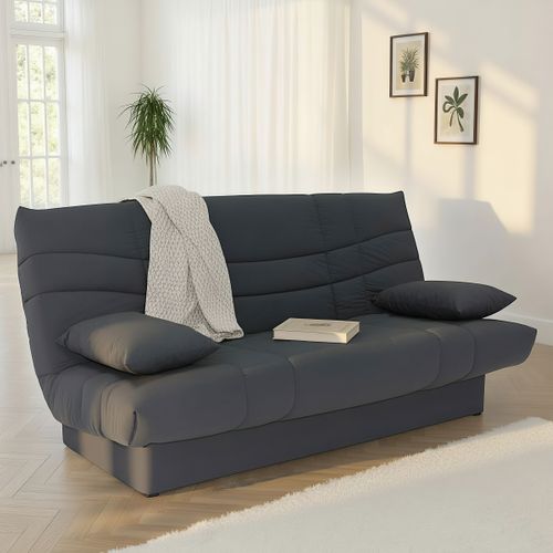 Banquette-lit clic-clac PORTO uni gris anthracite vue d'ambiance 1