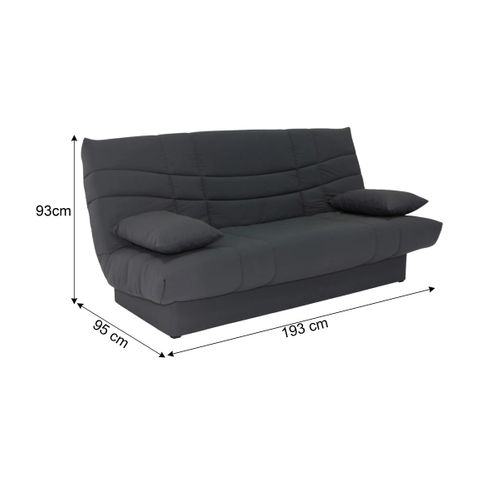 Banquette-lit clic-clac PORTO uni gris anthracite