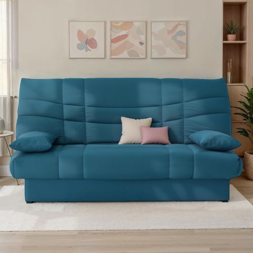 Banquette-lit clic-clac PORTO 125 x 190 bleu vue d'ambiance 1