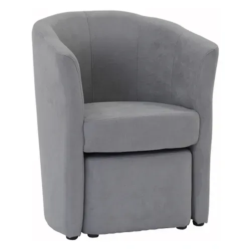 Fauteuil cabriolet et pouf CLAYTON tissu Soro gris clair