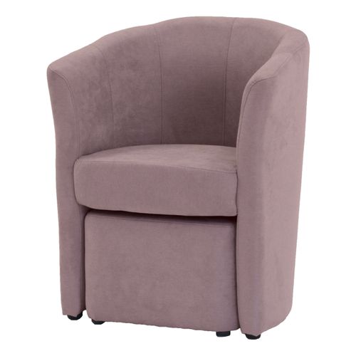 Fauteuil cabriolet et pouf CLAYTON tissu Soro rose