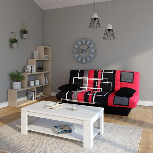 Banquette-lit clic-clac PORTO labyrinthe noir et rouge