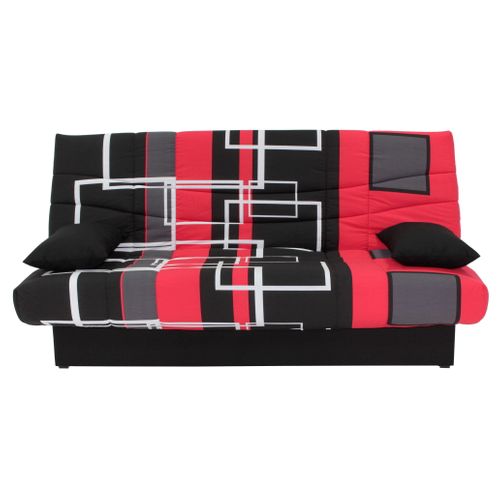 Banquette-lit clic-clac PORTO labyrinthe noir et rouge
