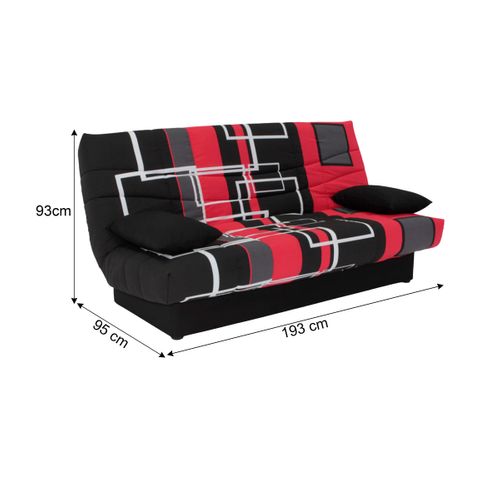 Banquette-lit clic-clac PORTO labyrinthe noir et rouge