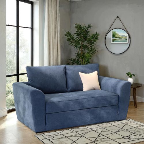 Canapé convertible 2 places TWILL tissu soro bleu vue d'ambiance 1
