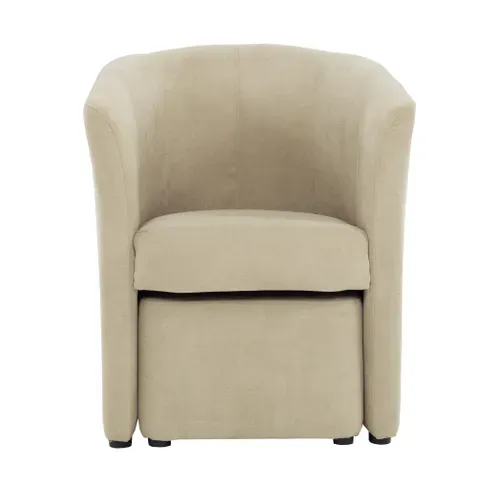 Fauteuil cabriolet et pouf CLAYTON tissu Soro camel