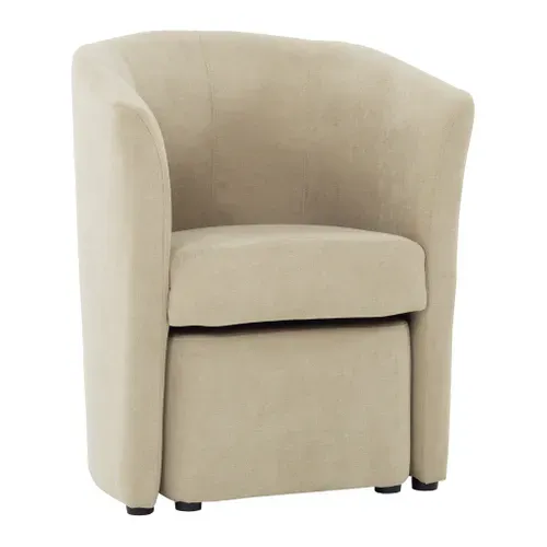 Fauteuil cabriolet et pouf CLAYTON tissu Soro camel