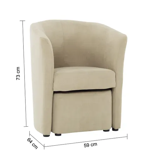 Fauteuil cabriolet et pouf CLAYTON tissu Soro camel
