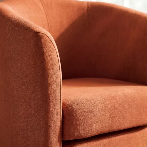 Fauteuil cabriolet et pouf CLAYTON tissu Soro terracotta vue détaillée