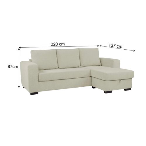 Canapé d'angle méridienne réversible GEORGY tissu beige