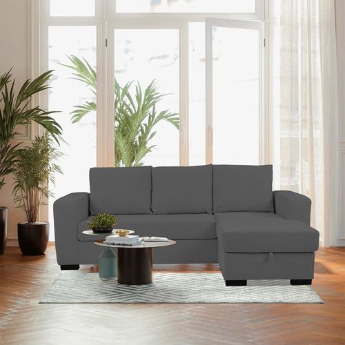 Canapé d'angle méridienne réversible GEORGY tissu anthracite