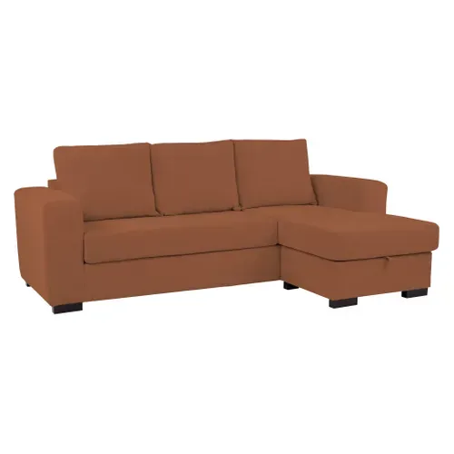Canapé d'angle méridienne réversible GEORGY tissu terracotta
