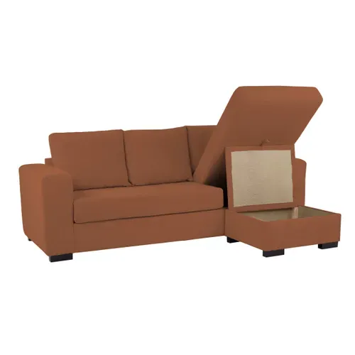 Canapé d'angle méridienne réversible GEORGY tissu terracotta