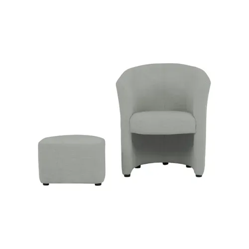 Fauteuil cabriolet et pouf CLAYTON II tissu guilty cement