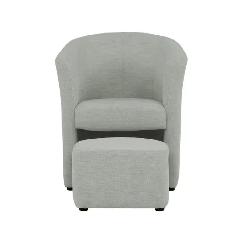 Fauteuil cabriolet et pouf CLAYTON II tissu guilty cement