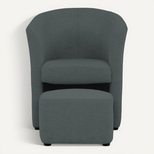 Fauteuil cabriolet et pouf CLAYTON II tissu guilty anthracite vue de face