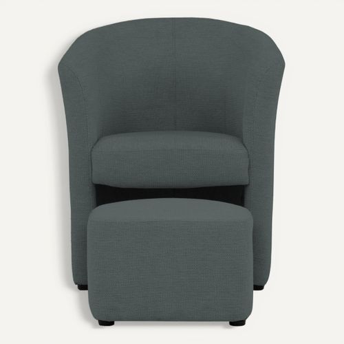 Fauteuil cabriolet et pouf CLAYTON II tissu guilty anthracite