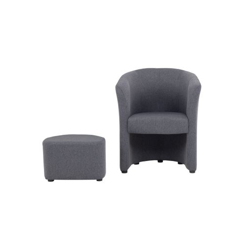 Fauteuil cabriolet et pouf CLAYTON II tissu neve anthracite