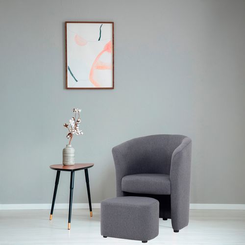 Fauteuil cabriolet et pouf CLAYTON II tissu neve anthracite