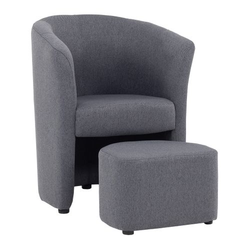 Fauteuil cabriolet et pouf CLAYTON II tissu neve anthracite