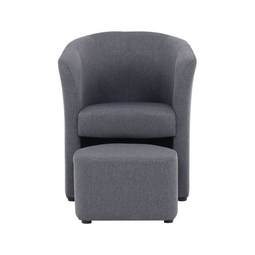 Fauteuil cabriolet et pouf CLAYTON II tissu neve anthracite