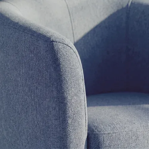 Fauteuil cabriolet et pouf CLAYTON II tissu neve bleu foncé vue détaillée