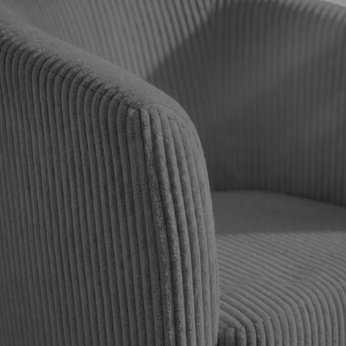 Fauteuil cabriolet et pouf CLAYTON II tissu lincoln gris foncé vue détaillée