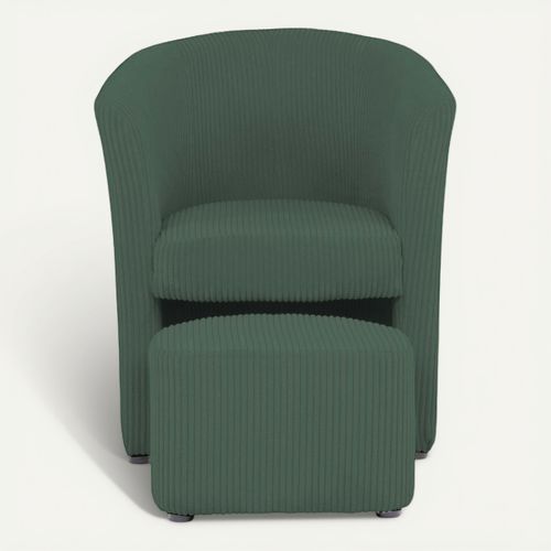 Fauteuil cabriolet et pouf CLAYTON II tissu lincoln vert