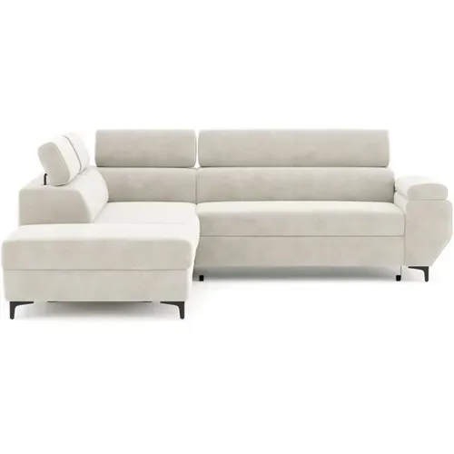 Canapé D’angle Convertible 3 Places Sable Avec Coffre Et Couchage