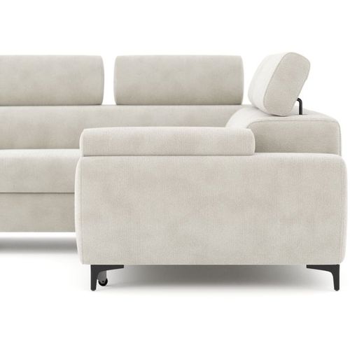 Canapé D’angle Convertible 3 Places Sable Avec Coffre Et Couchage