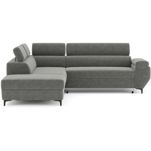 Canapé D’angle Convertible 3 Places Anthracite Avec Coffre Et Têtières