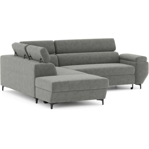 Canapé D’angle Convertible 3 Places Anthracite Avec Coffre Et Têtières