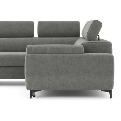 Canapé D’angle Convertible 3 Places Anthracite Avec Coffre Et Têtières