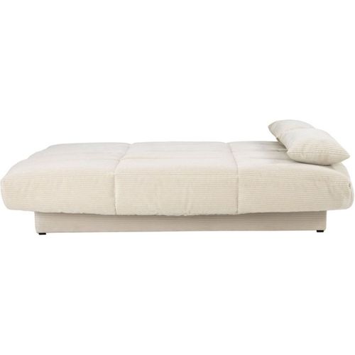 Canapé Clic-clac 3 Places Velours Côtelé Beige - Lit 125 X 190 Cm, Coffre