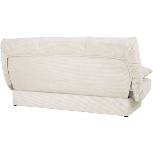 Canapé Clic-clac 3 Places Velours Côtelé Beige - Lit 125 X 190 Cm, Coffre