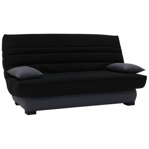 Banquette-lit clic-clac DALLAS tissu noir vue 3/4