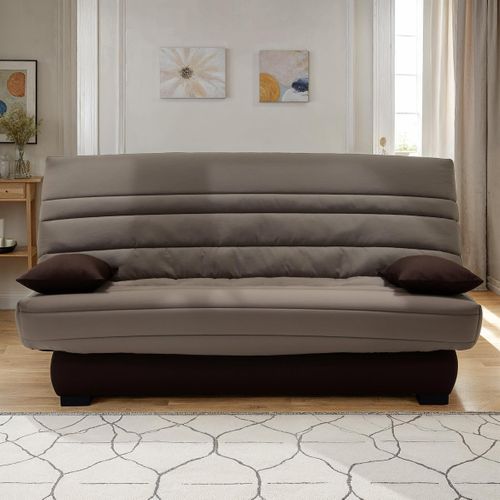 Banquette-lit clic-clac DALLAS tissu taupe vue d'ambiance 1