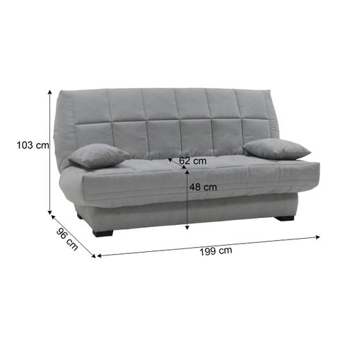 Banquette-lit clic-clac CARMEN tissu gris clair