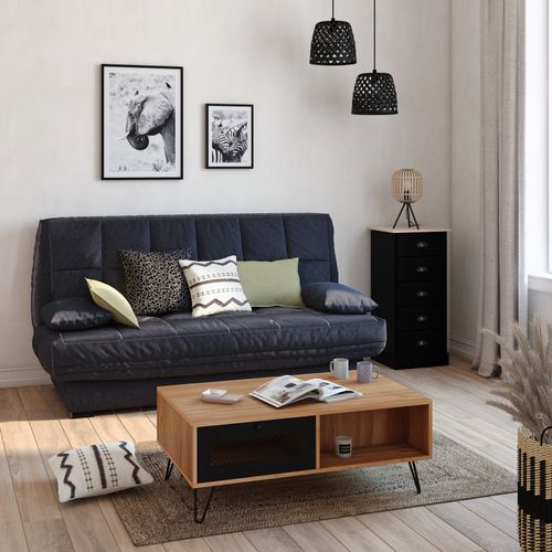 Banquette-lit clic-clac CARMEN tissu gris foncé vue d'ambiance 1