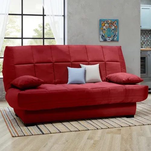 Banquette-lit clic-clac CARMEN tissu rouge