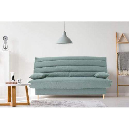 Clic-clac 3 Places Liv 20 - Tissu Soro Vert Amande - 125x190 Cm - Avec Coussins - 193 X 95 X 93 Cm