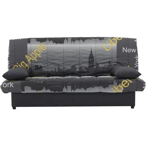 Banquette Clic Clac 3 Places - Motif New York Jaune - Style Contemporain - L 190 X P92 Cm