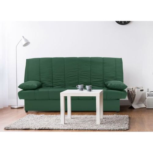 Banquette Clic Clac 3 Places - Tissu 100% Coton Vert - Style Contemporain - L 190 X P92 Cm -