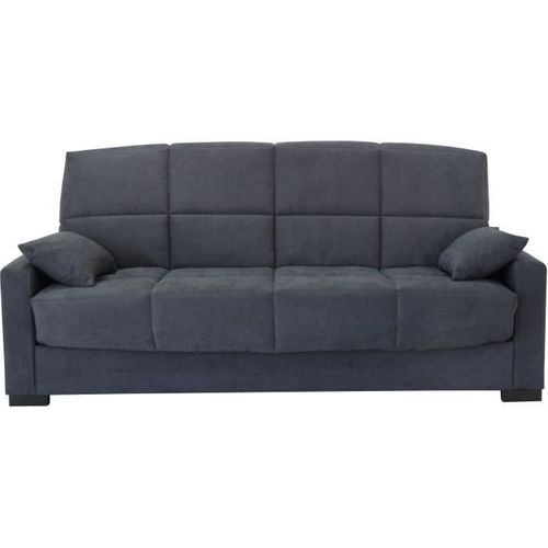 Canapé Clic Clac 3 Places Megan Tissu Gris Matelas 9 Cm 130 X 190 Cm