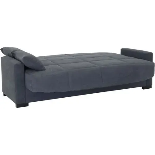 Canapé Clic Clac 3 Places Megan Tissu Gris Matelas 9 Cm 130 X 190 Cm