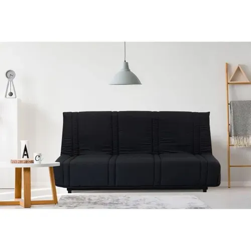Banquette Clic Clac 3 Places - Tissu Noir - Style Contemporain - L 193 X P 92 Cm -