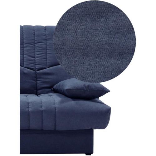 Clic Clac 3 Places Thelma - Tissu Soro Bleu Foncé - Couchage 125x190 Cm - L190 X P92 X H96 Cm